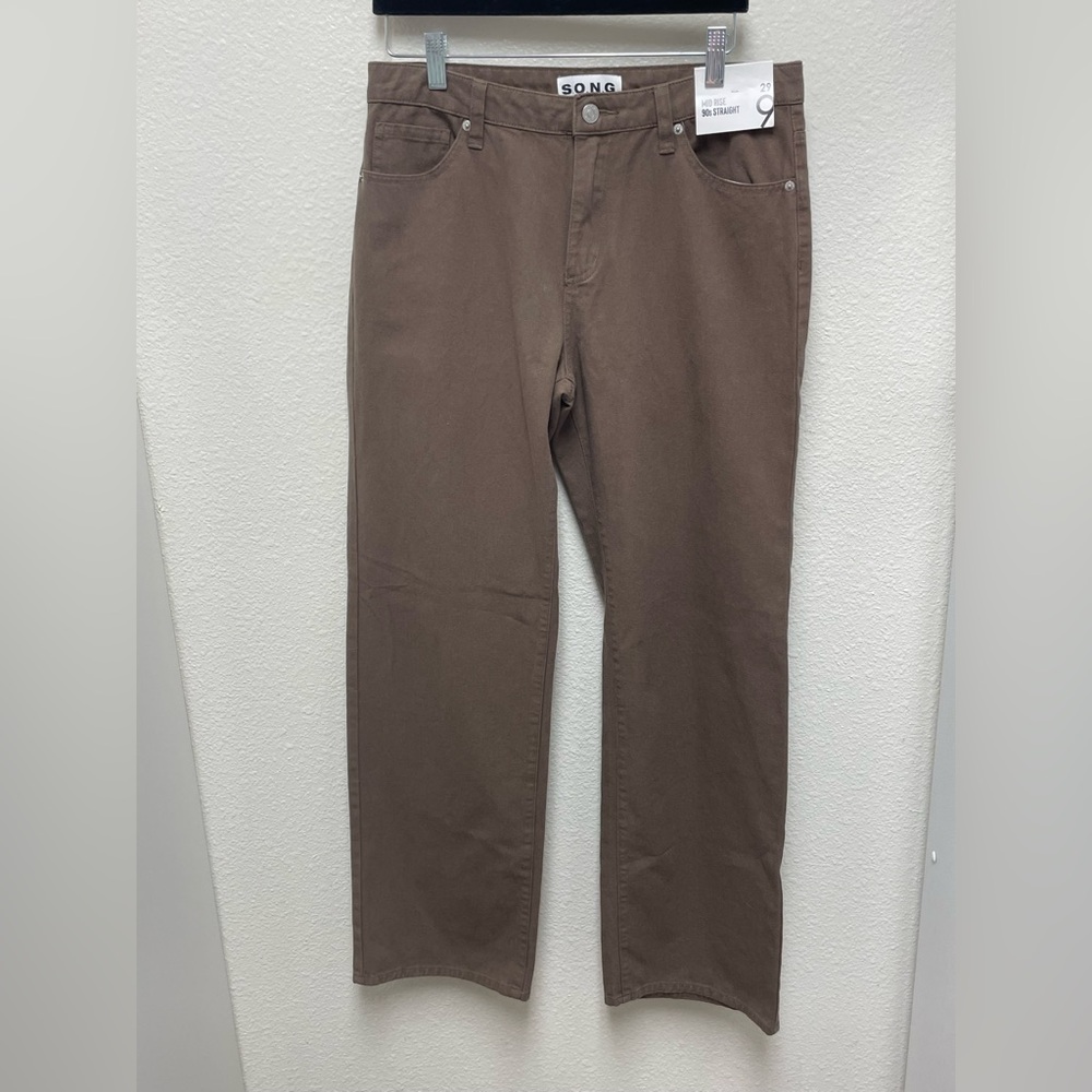SONG Brown Junior’s Size 9 Mid-Rise 90’s Straight Jeans 100% Cotton 29 Waist NWT